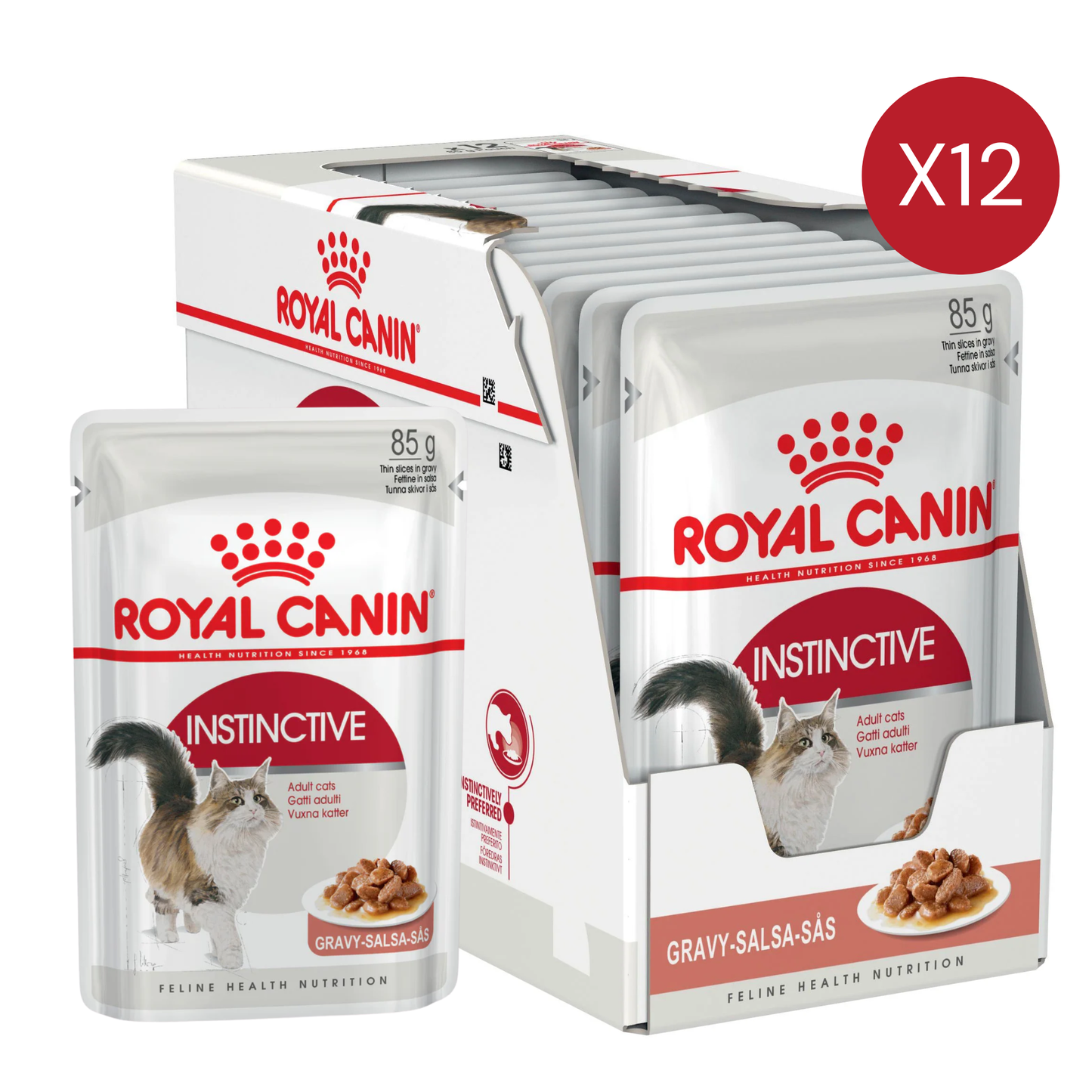 Royal Canin Feline Health Nutrition Instinctive Adult Cats Gravy Wet Food - 12X85G