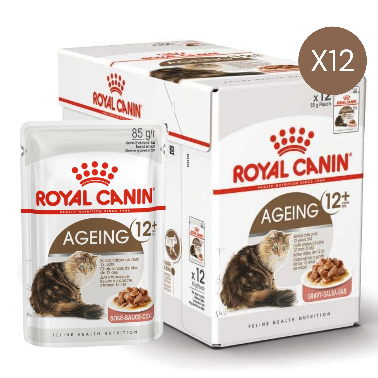 Royal Canin Feline Health Nutrition Ageing 12+ Gravy Cat Wet Food - 12X85G