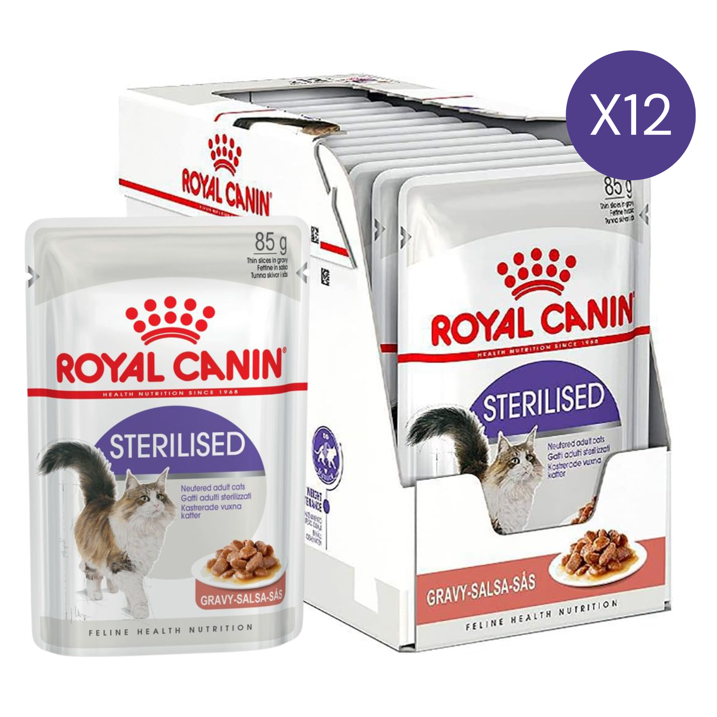 Royal Canin Feline Health Nutrition Sterilised Gravy Cat Wet Food - 12X85G