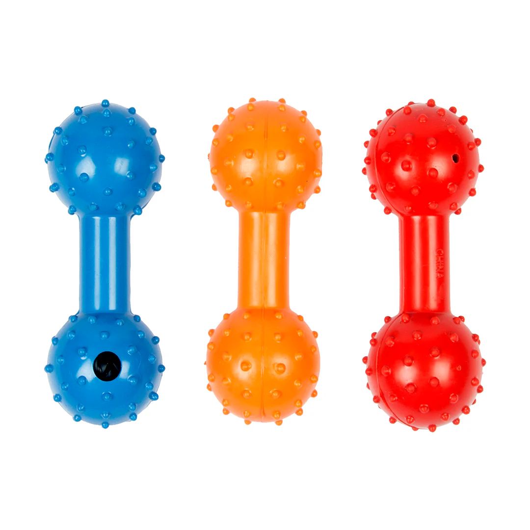 Duvo+ Rubber Dumbbell Dog Toy – 11cm, Mixed Colours