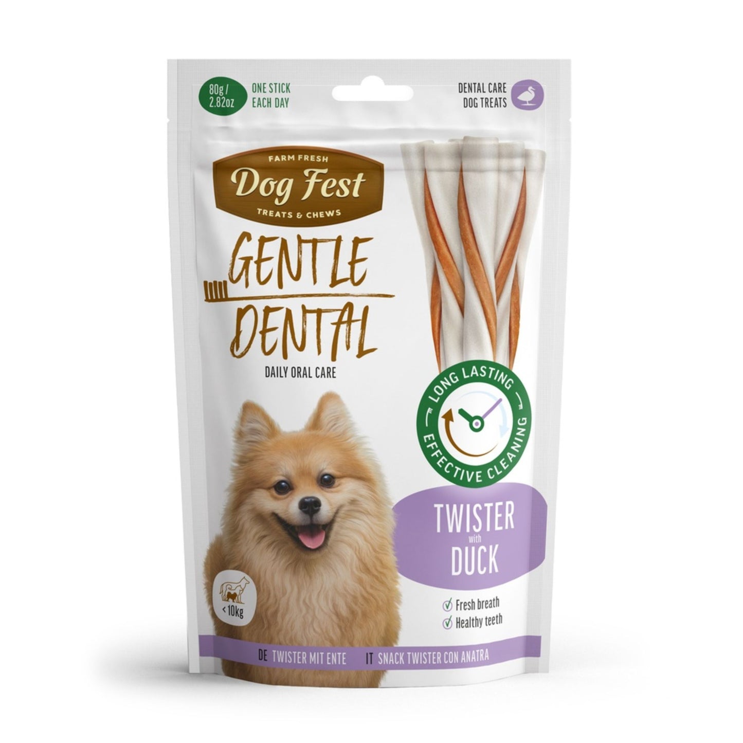 Dog Fest Dental Adult Dog Treats With Twister & Duck - 80g/9cm