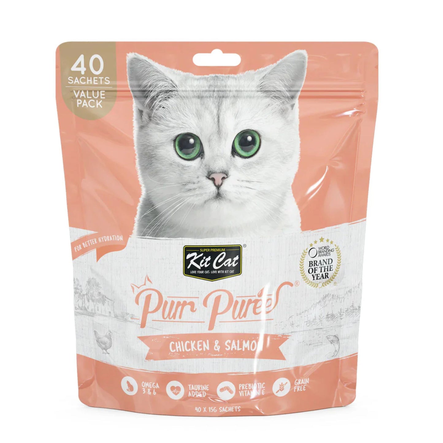 Kit Cat Puree Chicken & Salmon Cat Treats 600G