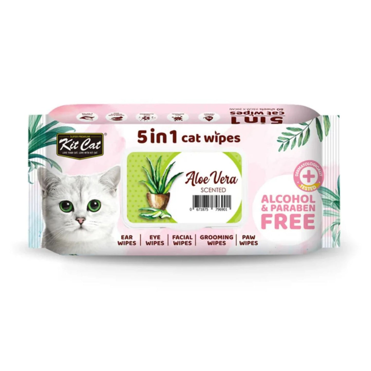 Kit Cat 5 In 1 Aloe Vera Scented Cat Wipes