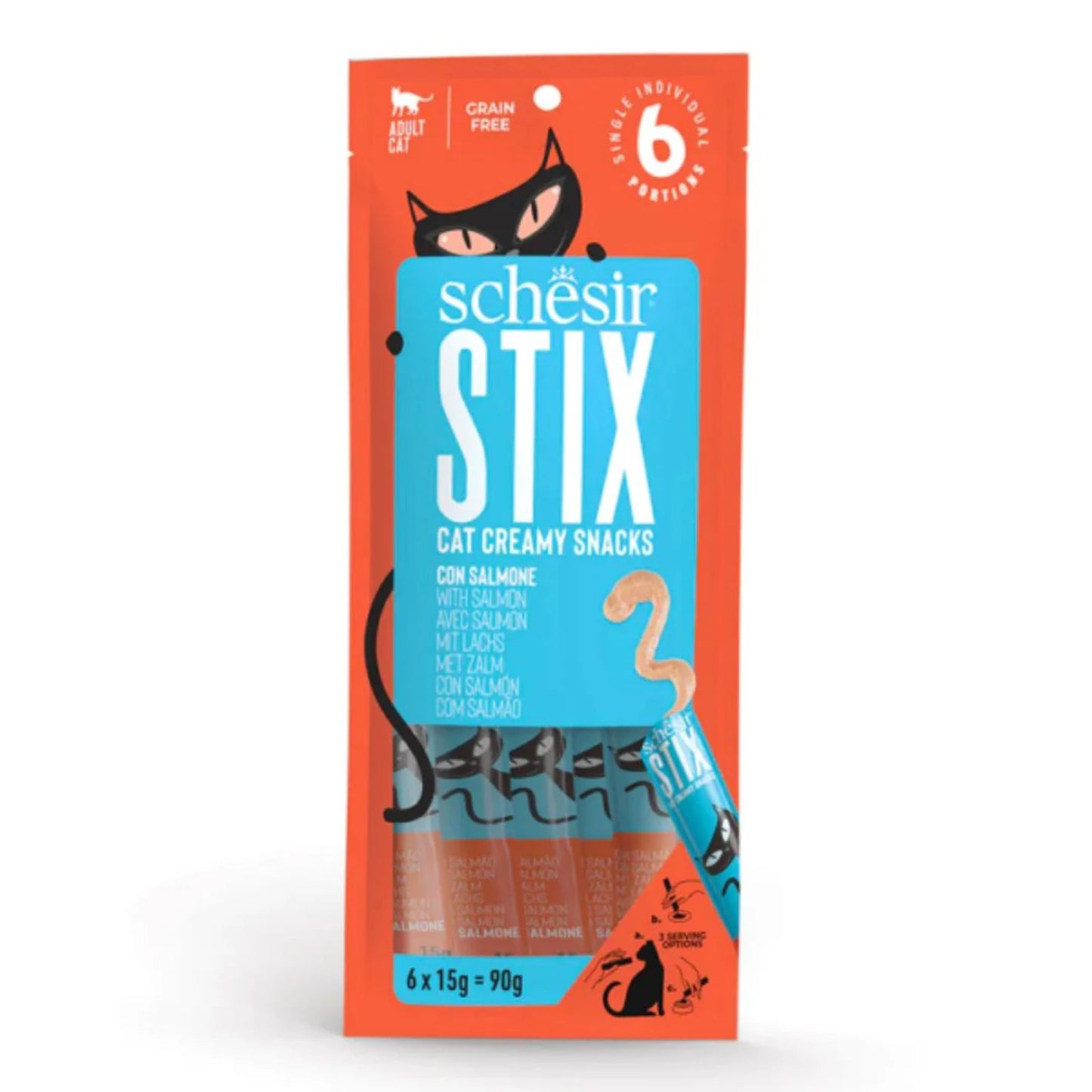 Schesir Cat Creamy Treat Stix Salmon - 6x15G