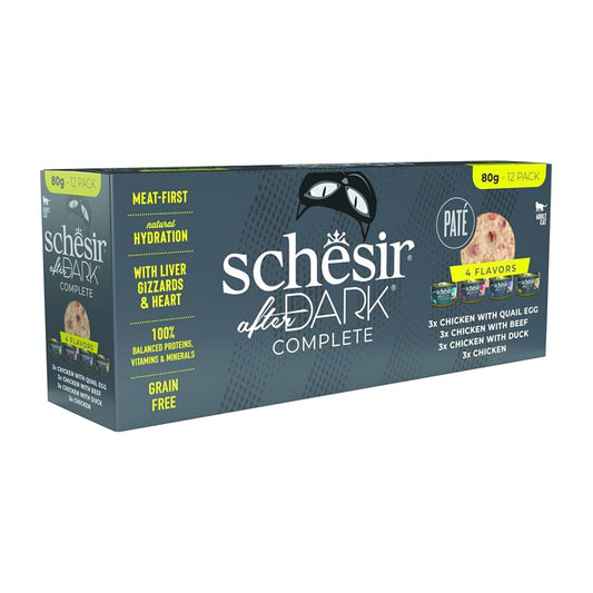 Schesir After Dark Cat Pate Variety Pack Wet Food - 12X80G