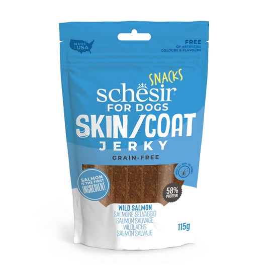 Schesir Dog Jerky Grain Free Skin & Coat Salmon - 115G