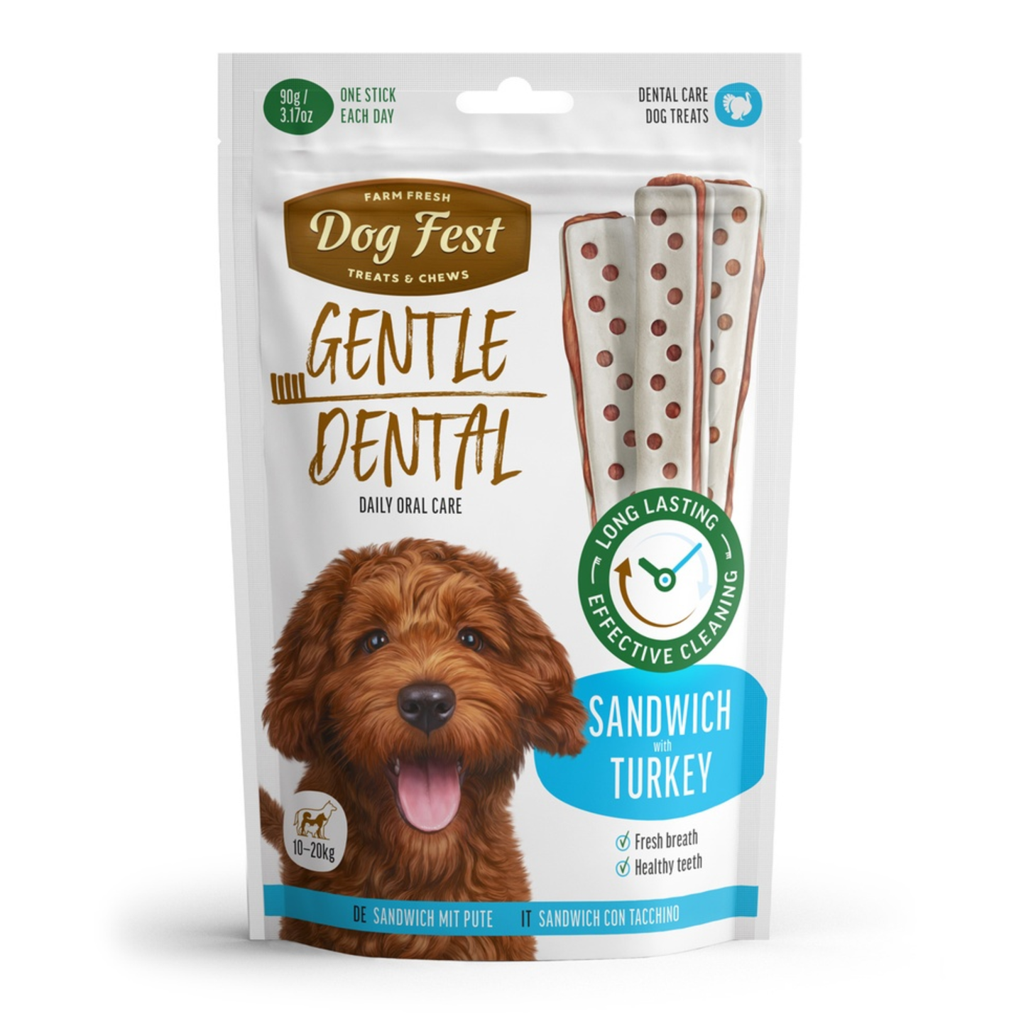 Dog Fest Dental Treats For Adult Dogs Sandwich Turkey - 90g