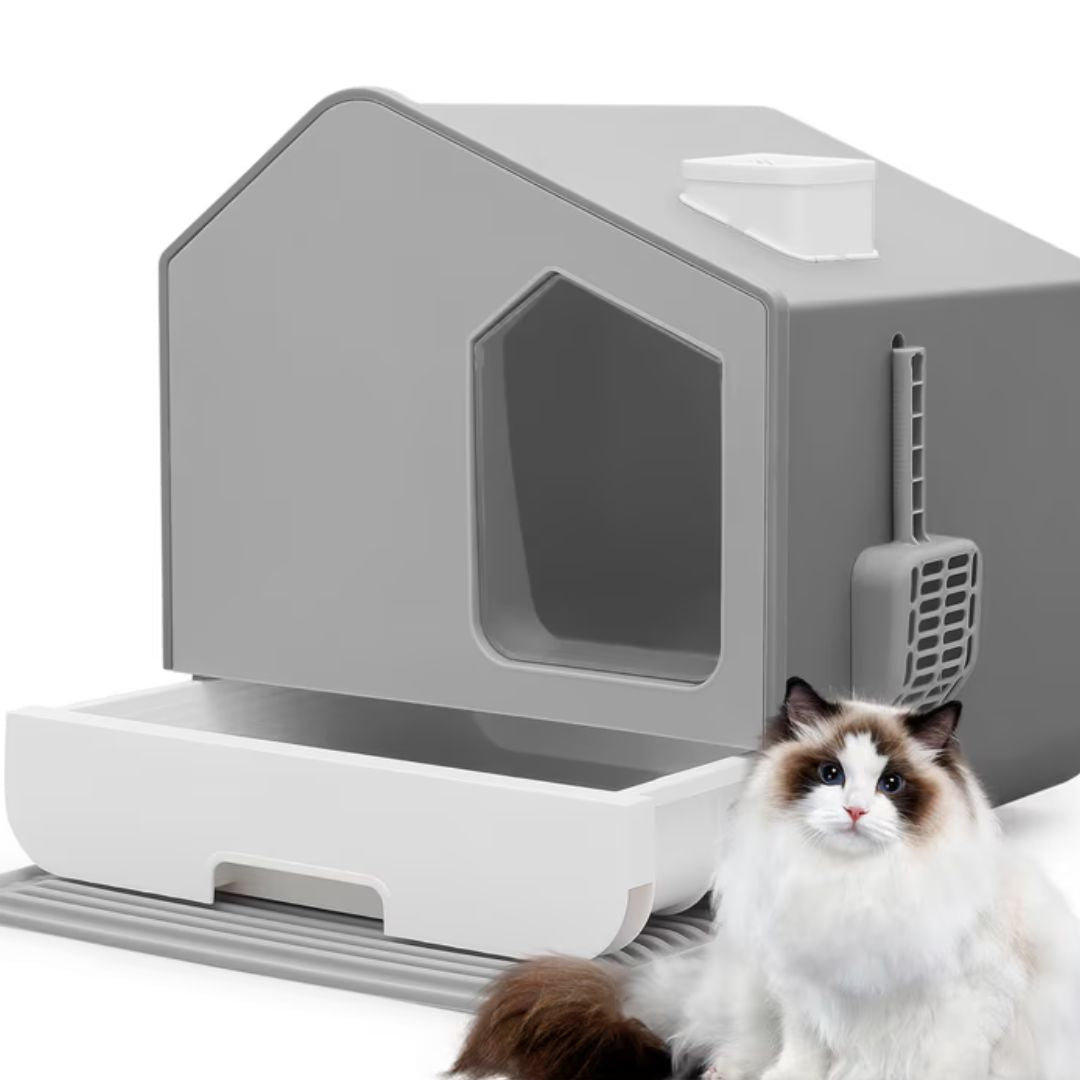 Pado House Cat Litter Box - 46*46*44cm- Grey