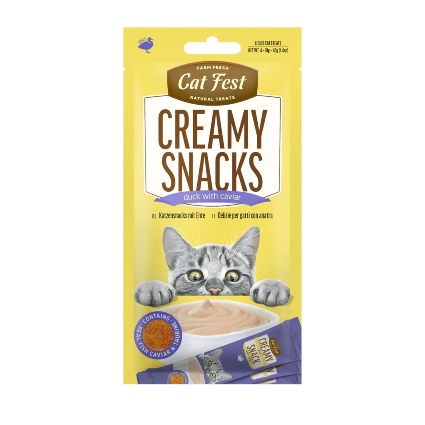 Cat Fest Creamy Snacks-Duck With Caviar - 4x10g