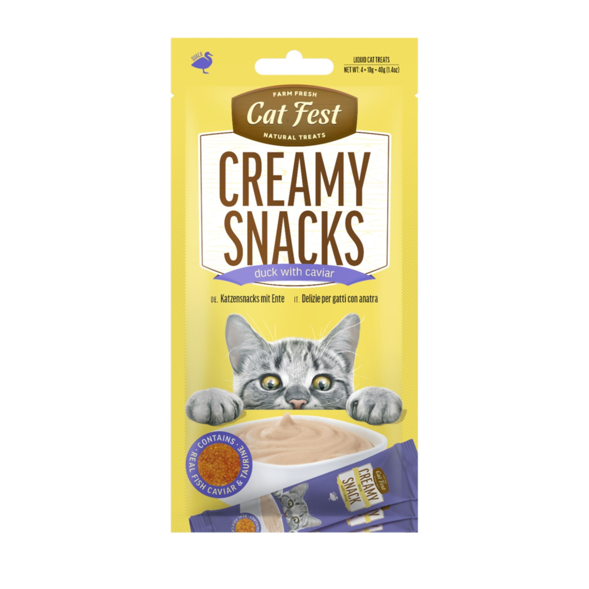 Cat Fest Creamy Snacks-Duck With Caviar - 4x10g