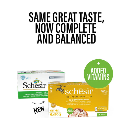 Schesir Wet Cat Food in Jelly Can Multi pack Tuna With Chicken - 6X50g
