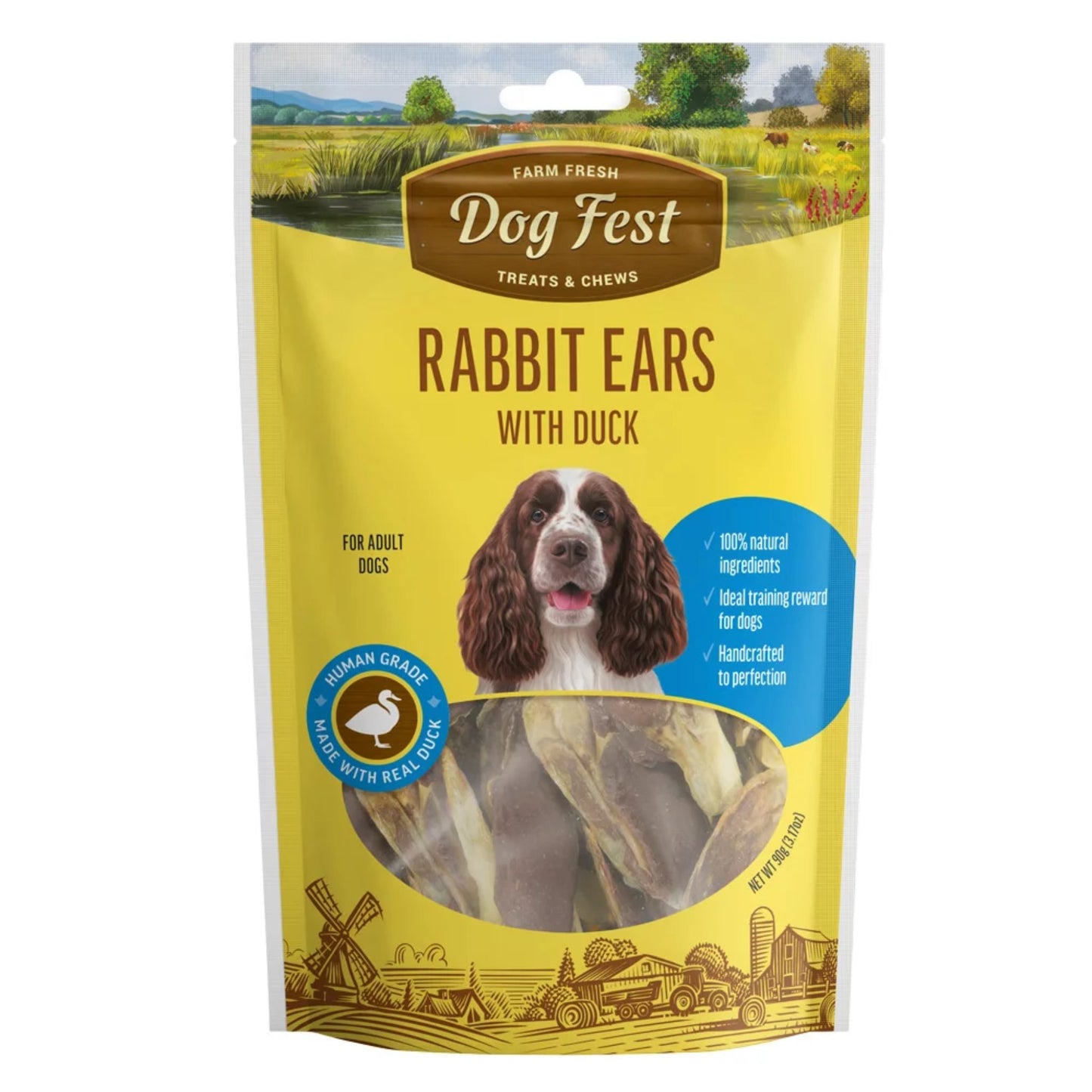 Dog Fest Rabbit Ears With Duck For Adult Dog Treats – 90g