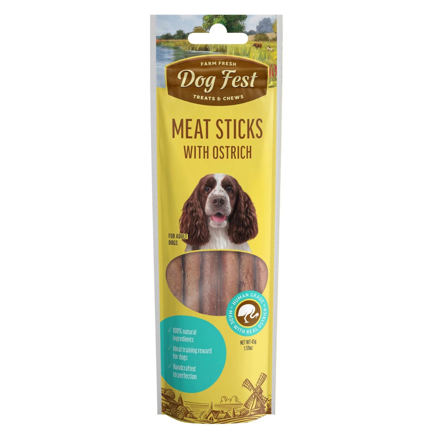 Dog Fest Meat Sticks With Ostrich For Adult Dog - 45g