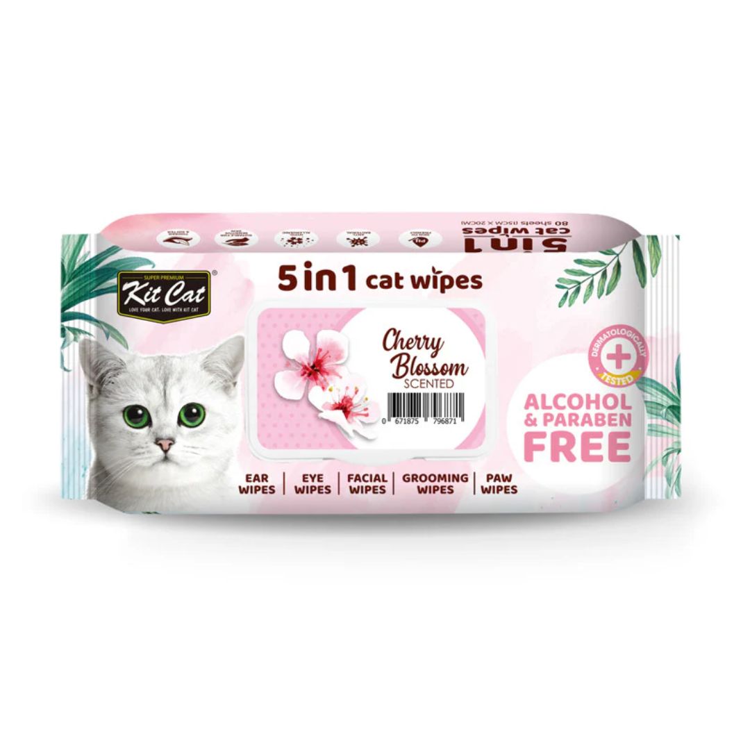 Kit Cat 5 in 1 Cherry Blossom Scented Cat Wipes