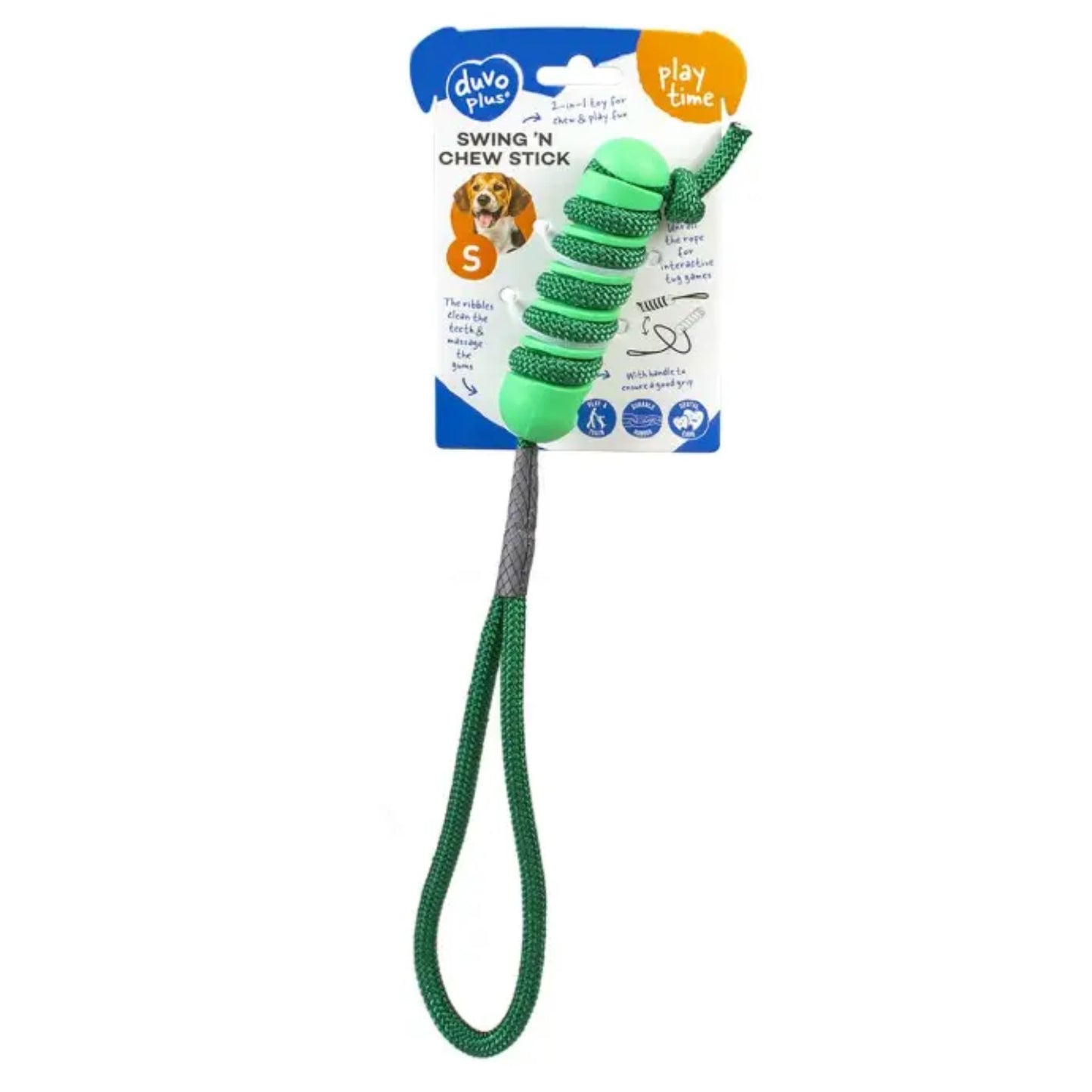 Duvo+ Swing N Chew Sticks Dog Toy Green - 12.2x3.2x3.2cm