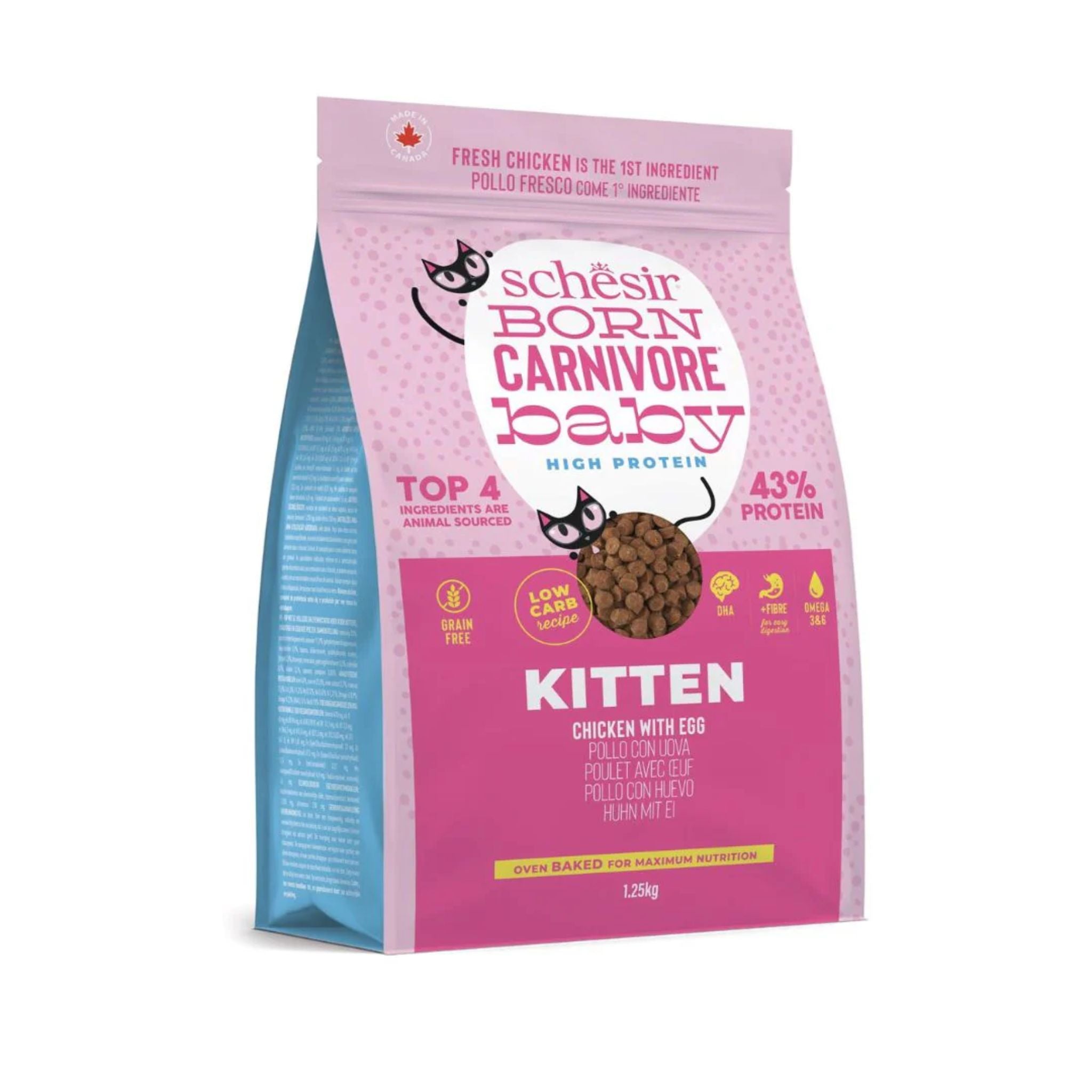 Schesir Born Carnivore Kitten Chicken & Egg Dry Food - 1.25kg
