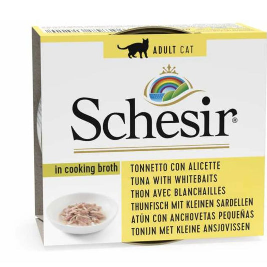 Schesir Broth Cat Can Tuna With Whitebait Wet Food - 70G