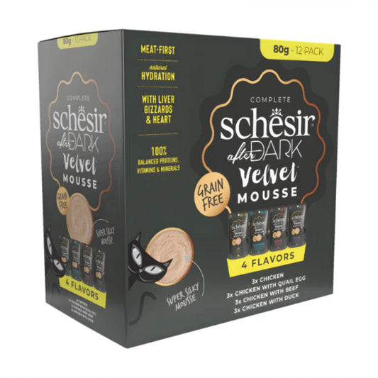 Schesir Velvet Mousse Variety Pack Wet Cat Food - 12X80G