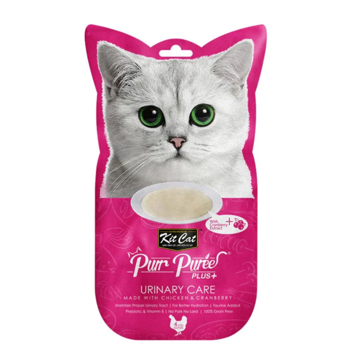 Kit Cat Purr Puree Plus Urinary Care Chicken Cat Treats - 60g