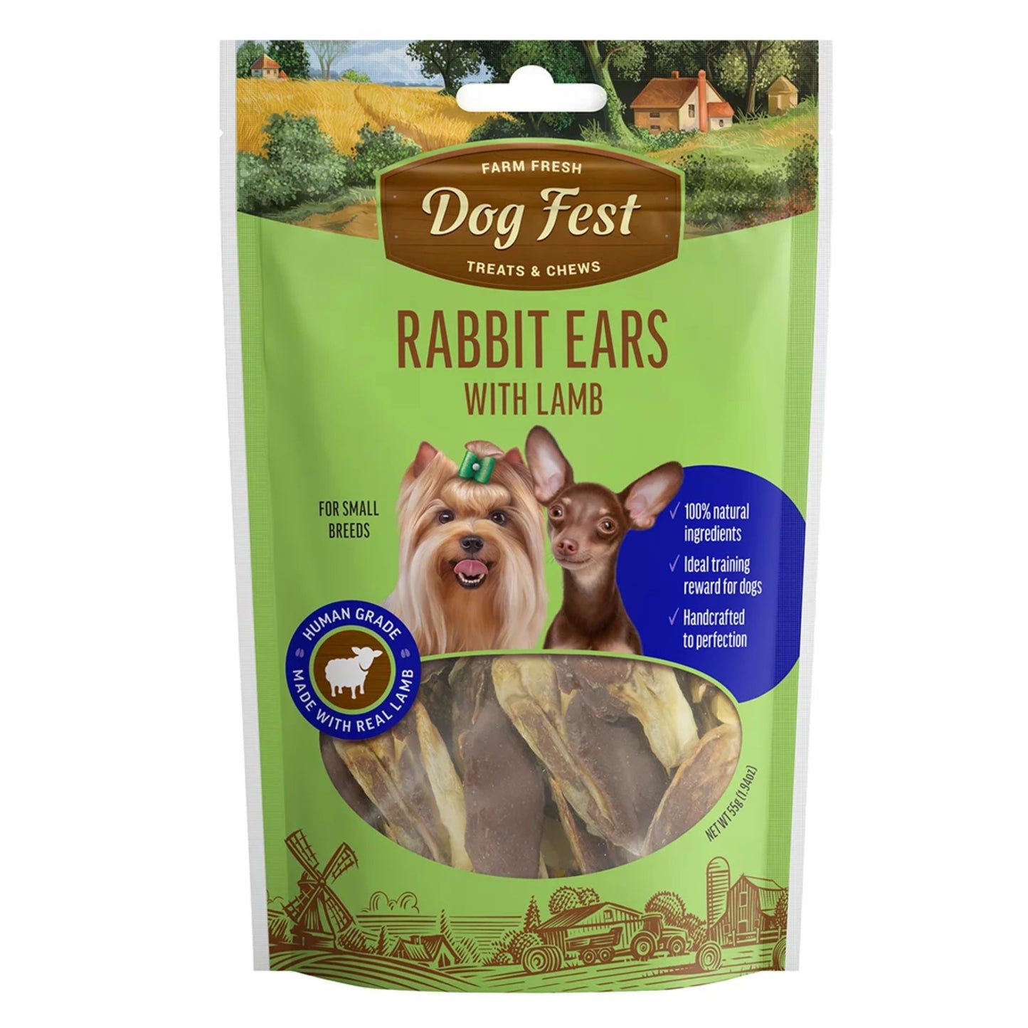 Dog Fest Rabbit Ears With Lamb For Mini-Dog Treats – 55g