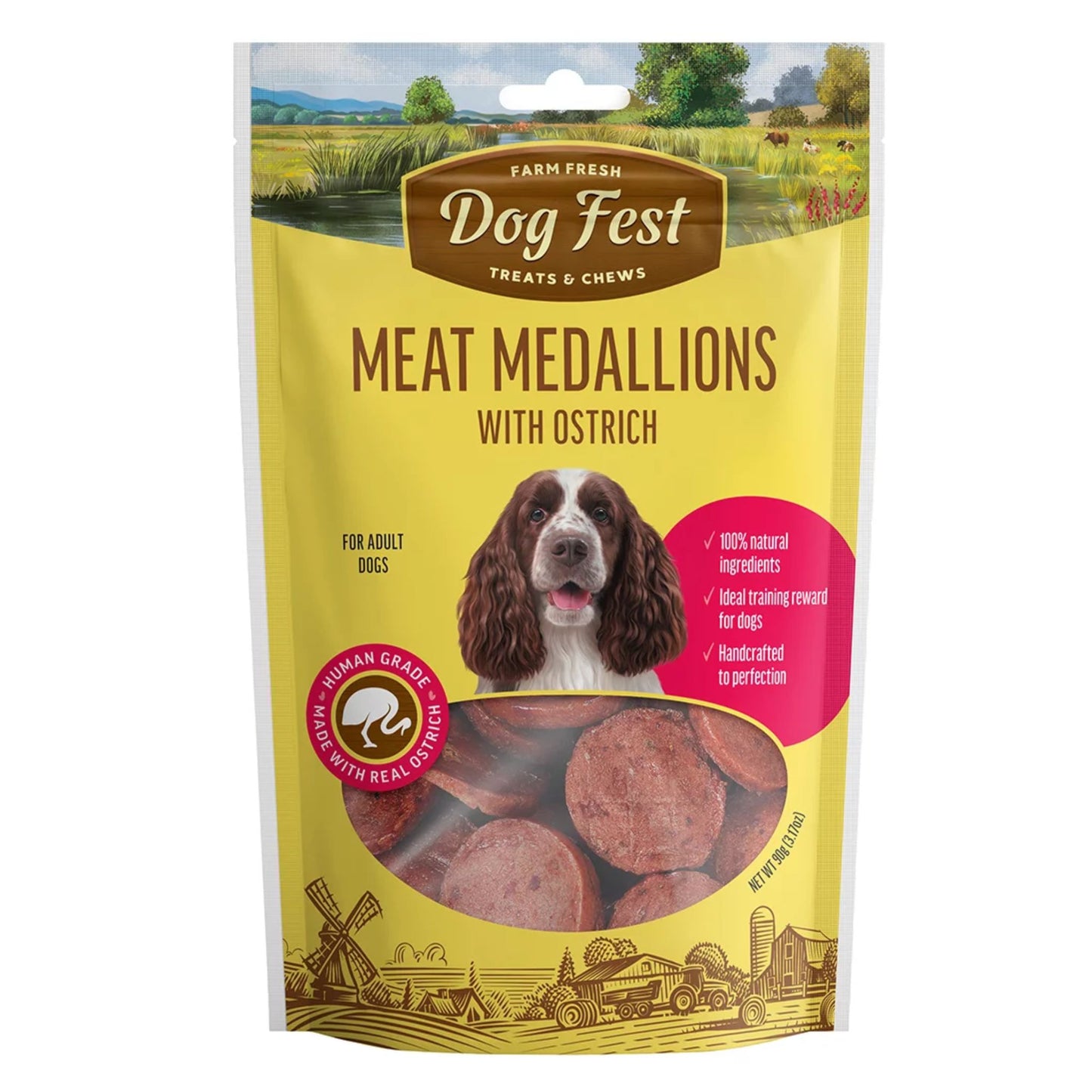 Dog Fest Medallions With Ostrich For Adult Dog – 90g