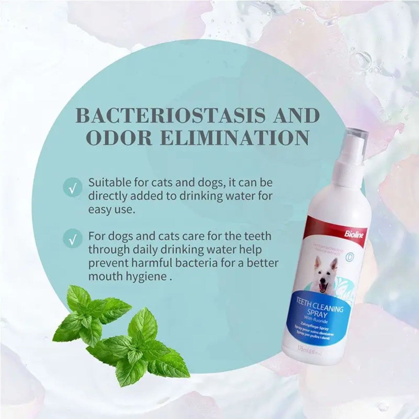 Bioline Dog Teeth Cleaning Spray Oral Care For Fresh Breath - 175ml