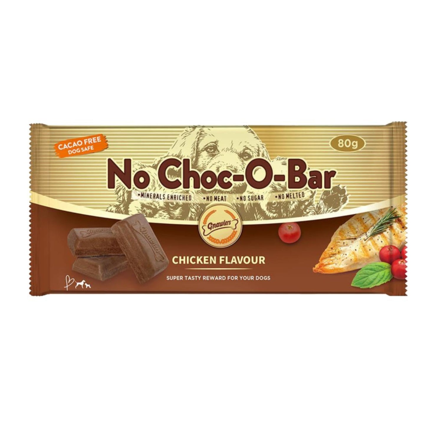 Gnawlers No Choc-O-Bar Chicken Flavor Dog Treat - 80g