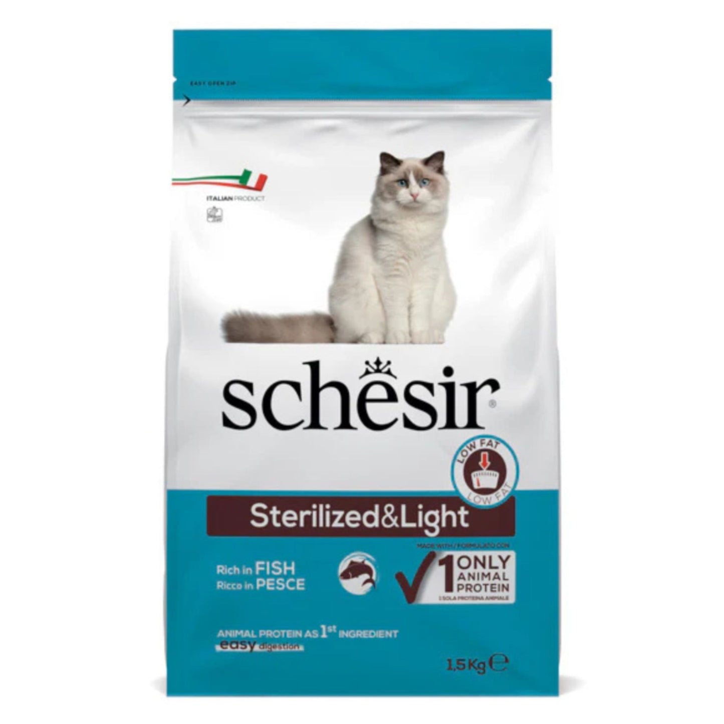Schesir Cat Dry Food Sterilized & Light Fish - 1.5kg