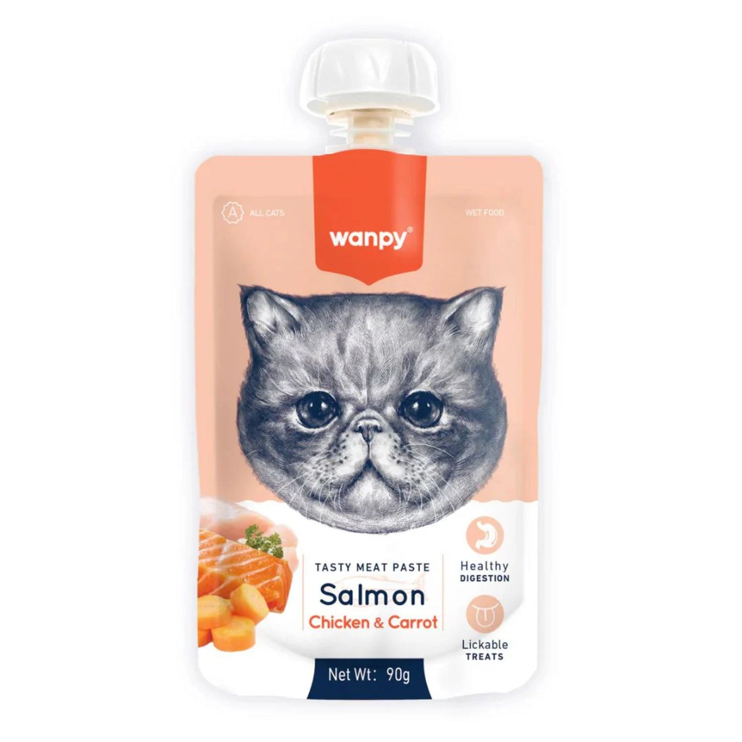 Wanpy Salmon Chicken & Carrot Paste For Cat Mix Flavor - 90g