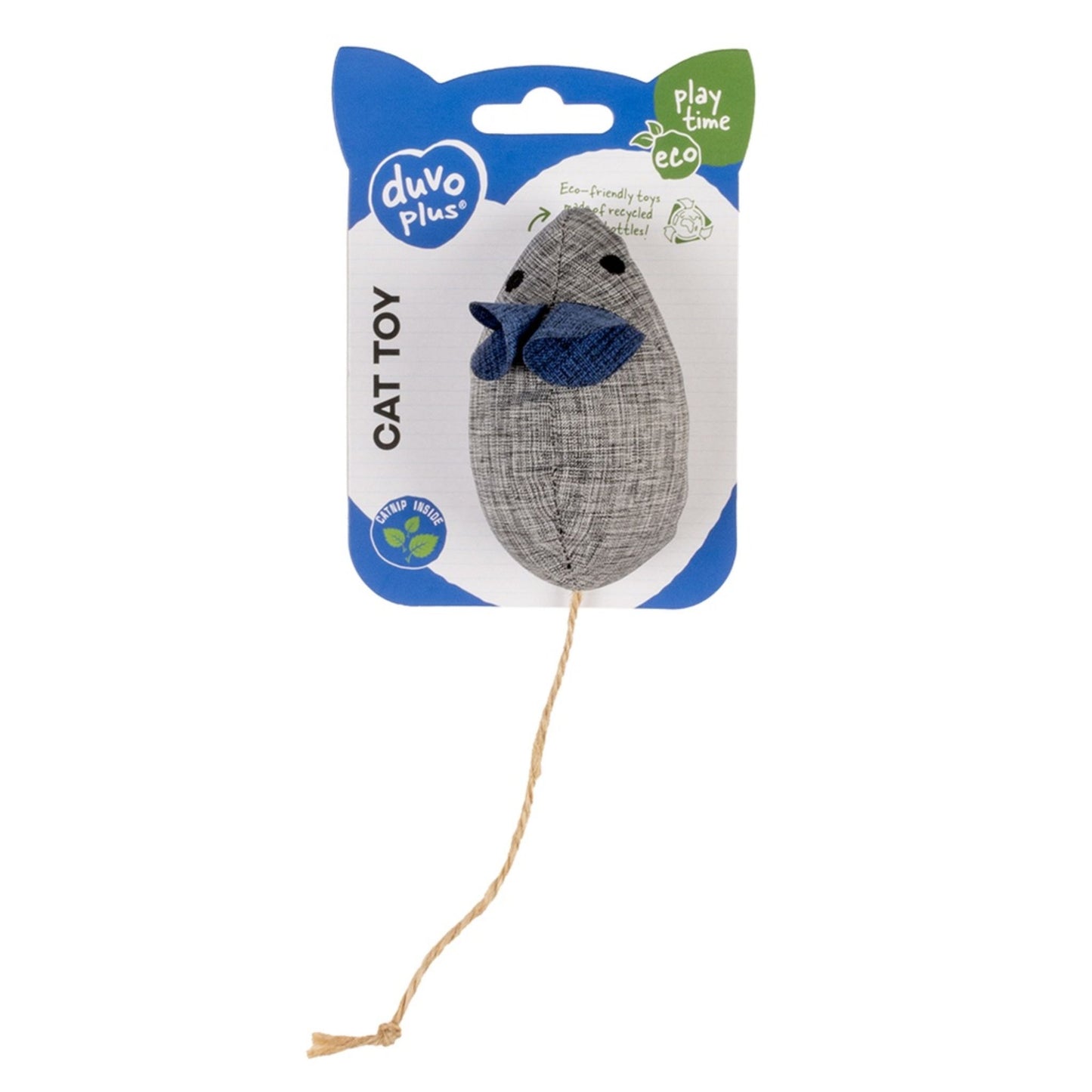 Duvo+ Eco Navy Catnip Mouse Toy Blue/Grey – 8.5cm