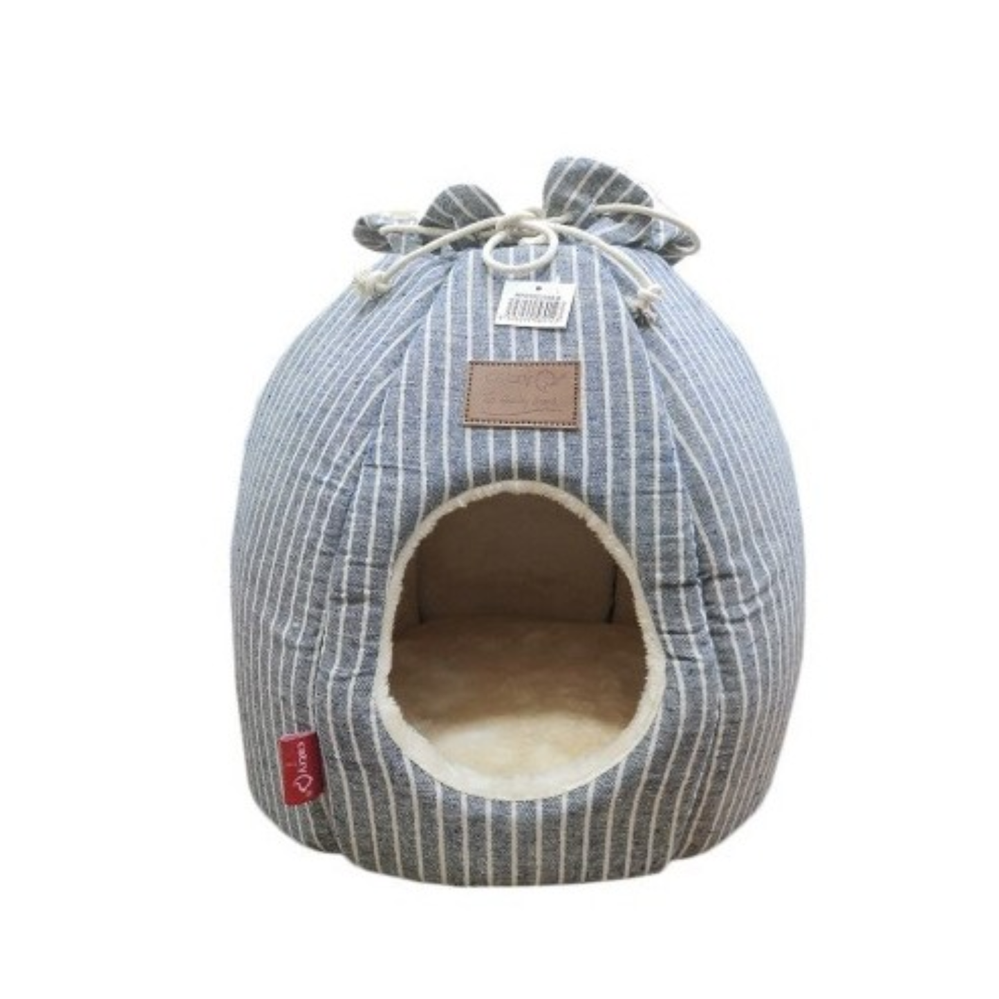Catry Cat House White Lined on Grey - 36x36x36cm