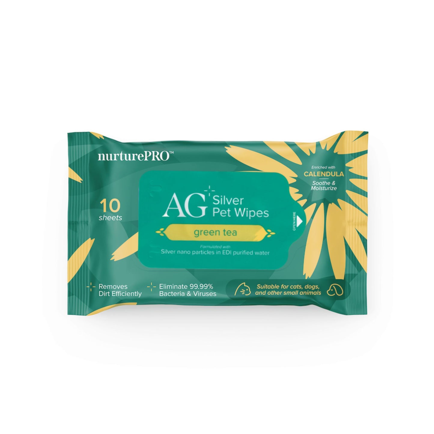 NurturePro AG+ Silver Pet Wet Wipes Green Tea