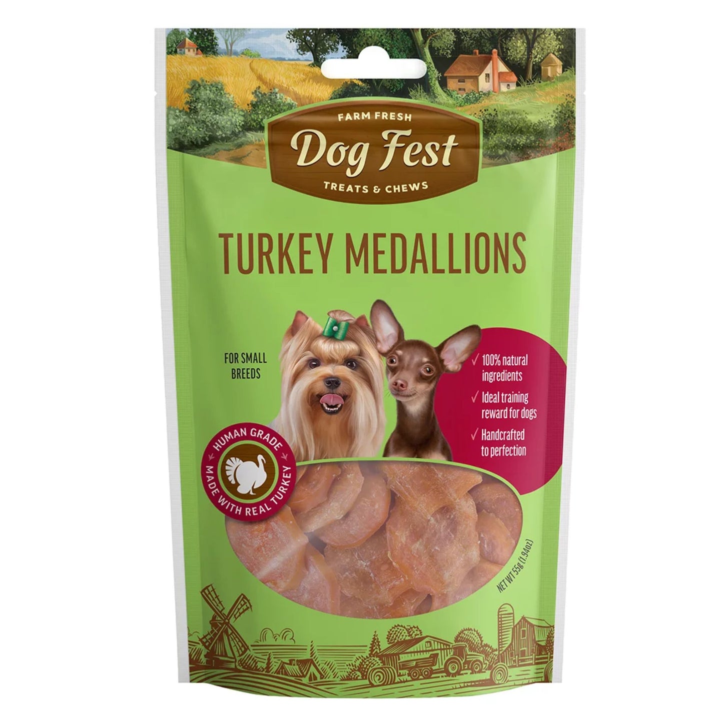Dog Fest Turkey Medallions For Small Breeds – 55g