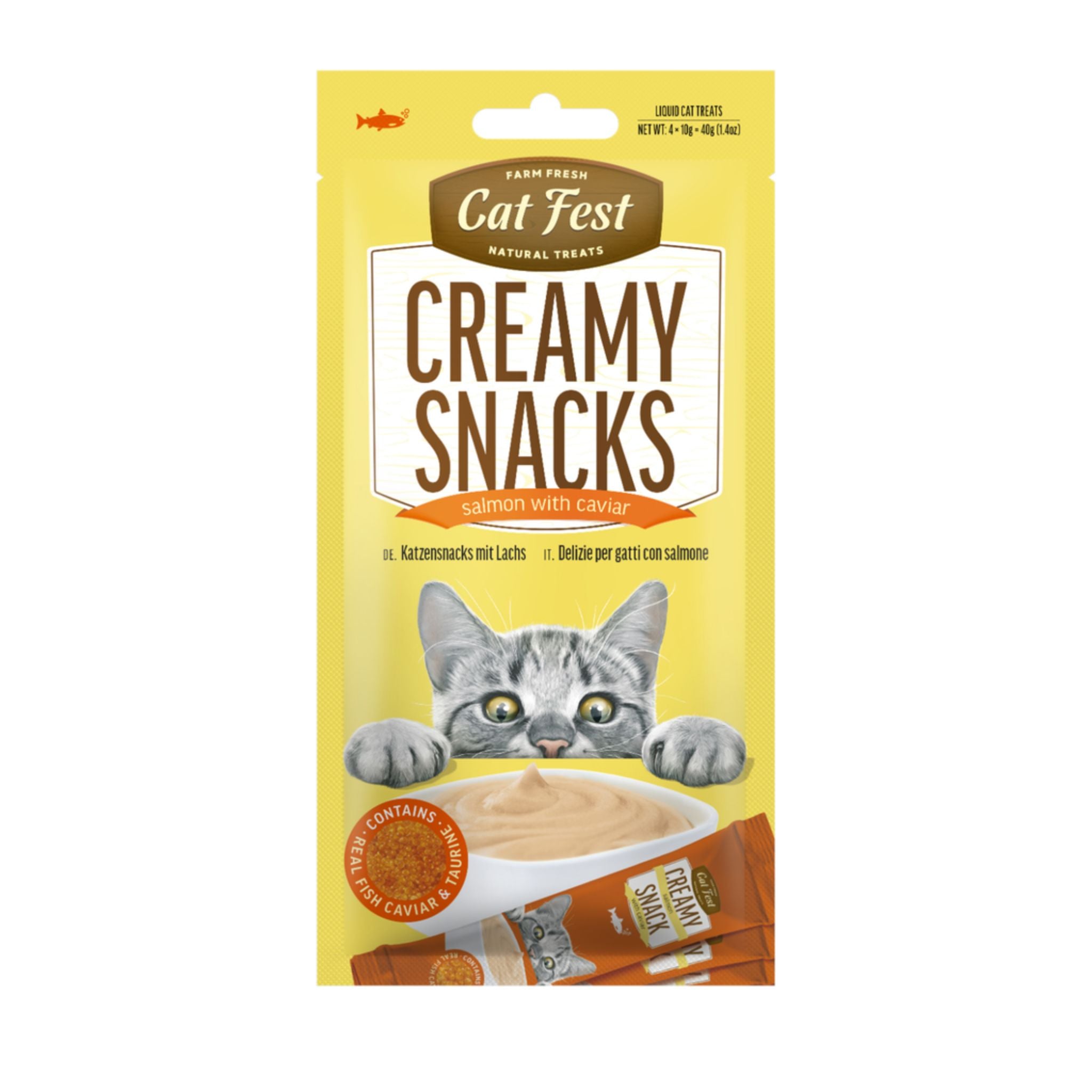 Cat Fest Creamy Snacks-Salmon With Caviar - 4x10g