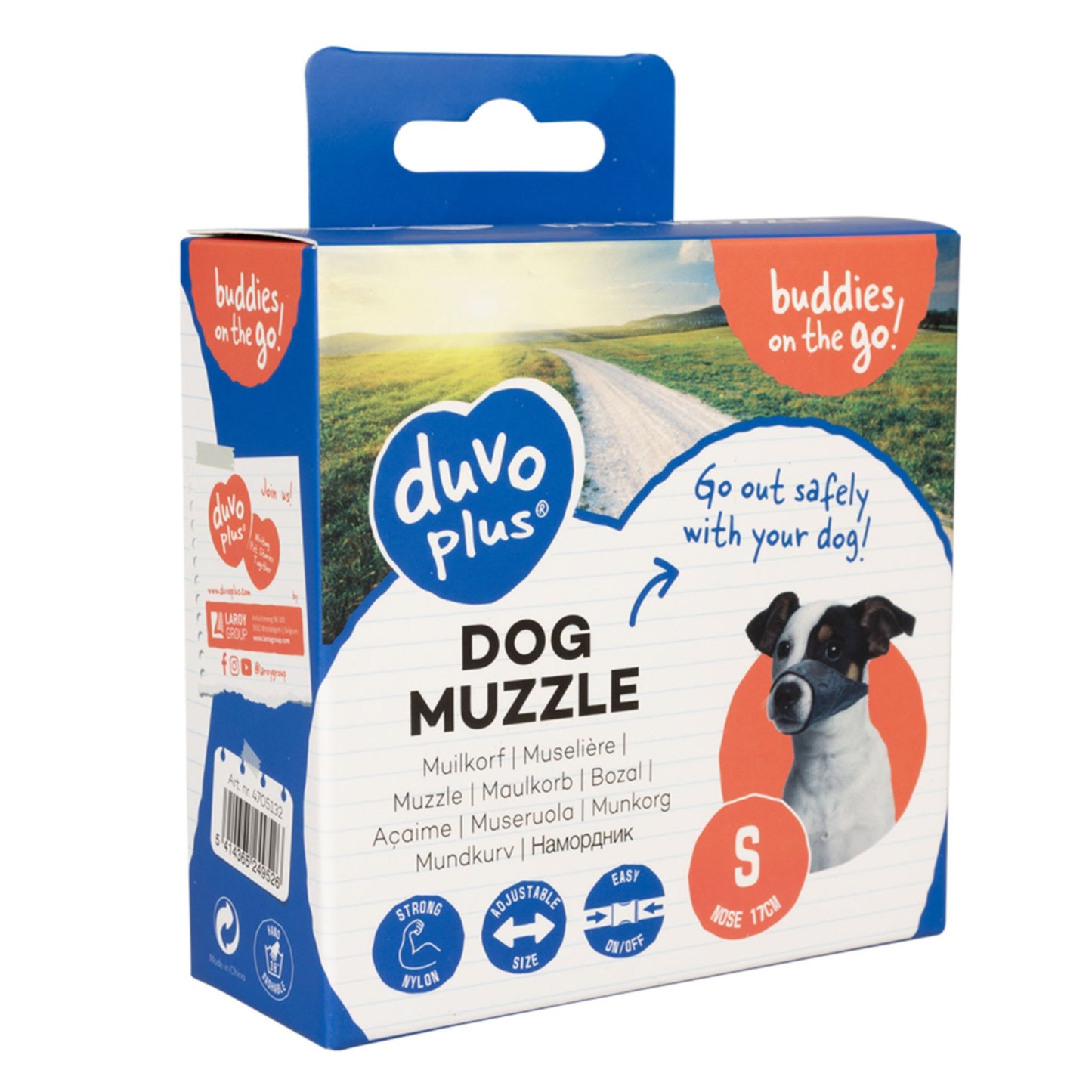 Duvo+ Dog Muzzle Nylon With Adjustable Strap - 43/64cm