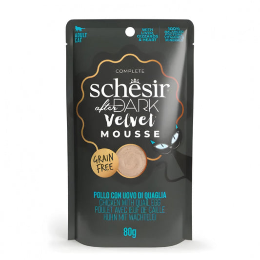 Schesir After Dark Velvet Mousse Chicken With Quail Eggs Cat Food Pouch - 80g