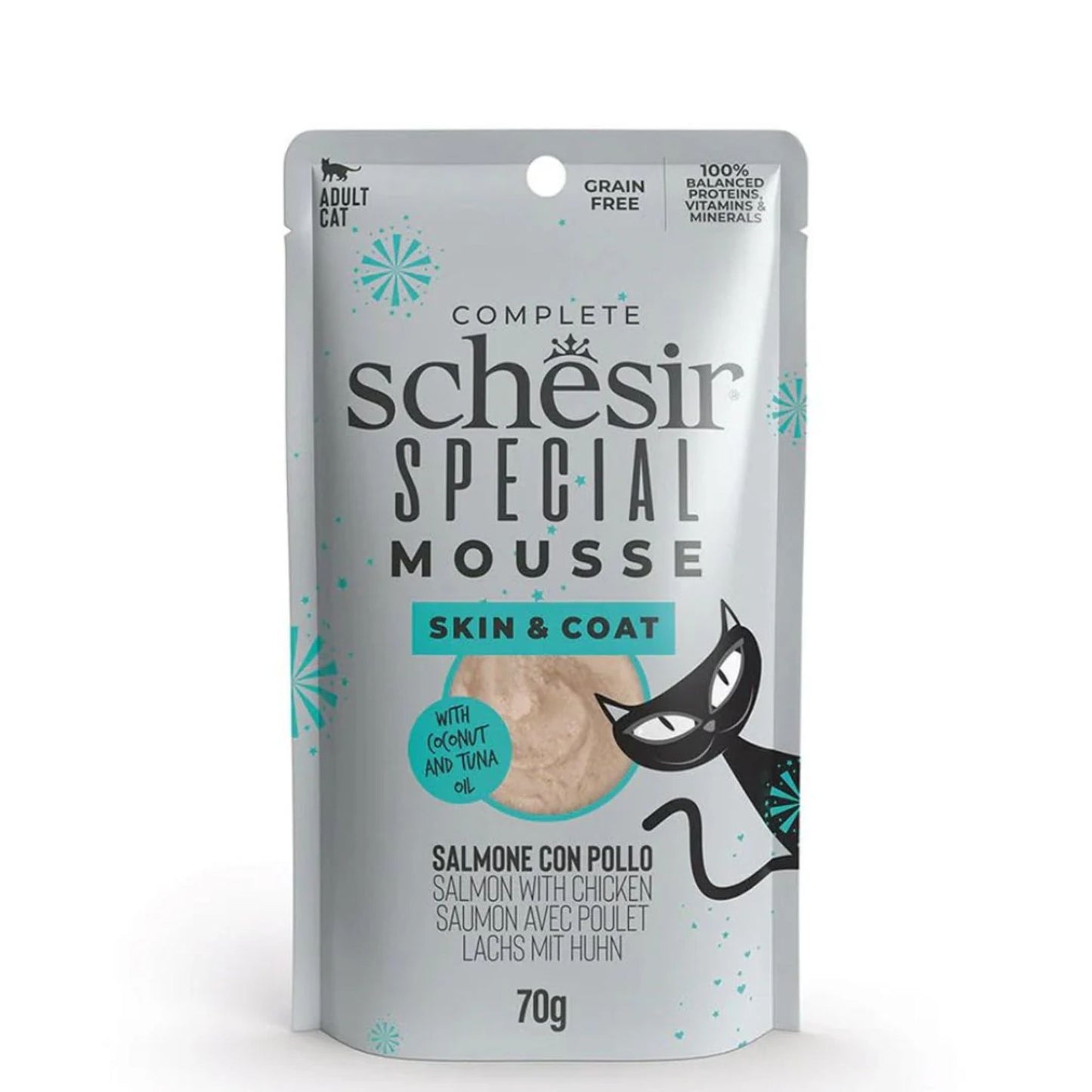 Schesir Cat Mousse Skin & Coat Salmon With Chicken - 70G