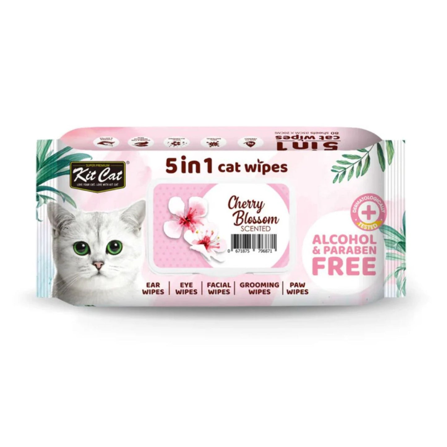 Kit Cat 5 in 1 Cherry Blossom Scented Cat Wipes