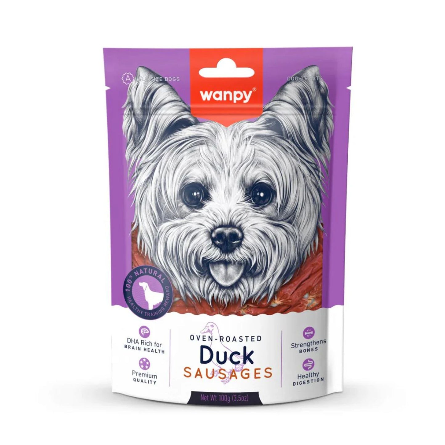 Wanpy Duck Sausages For Dog Soft & Meaty Treats - 100g