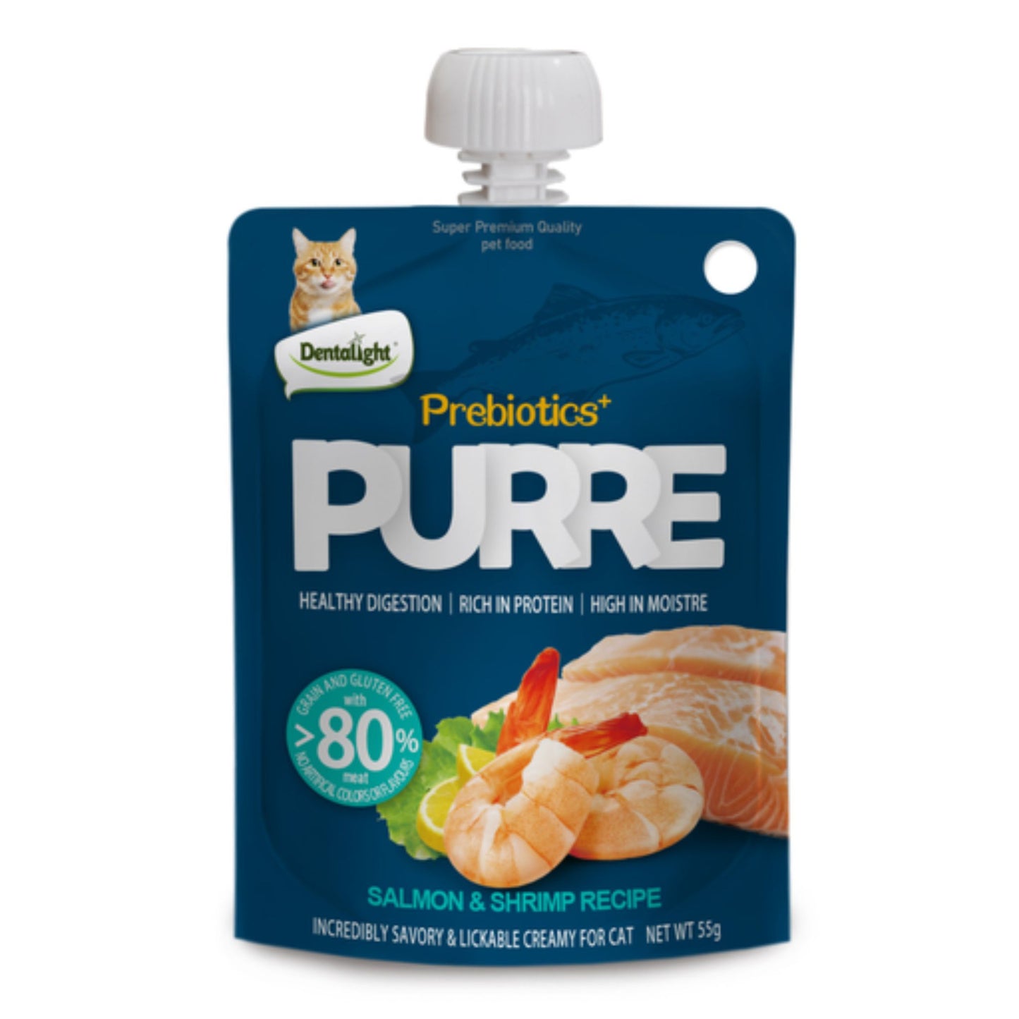Dentalight Prebiotics Purre Creamy Cat Treats With Salmon & Shrimp - 85g