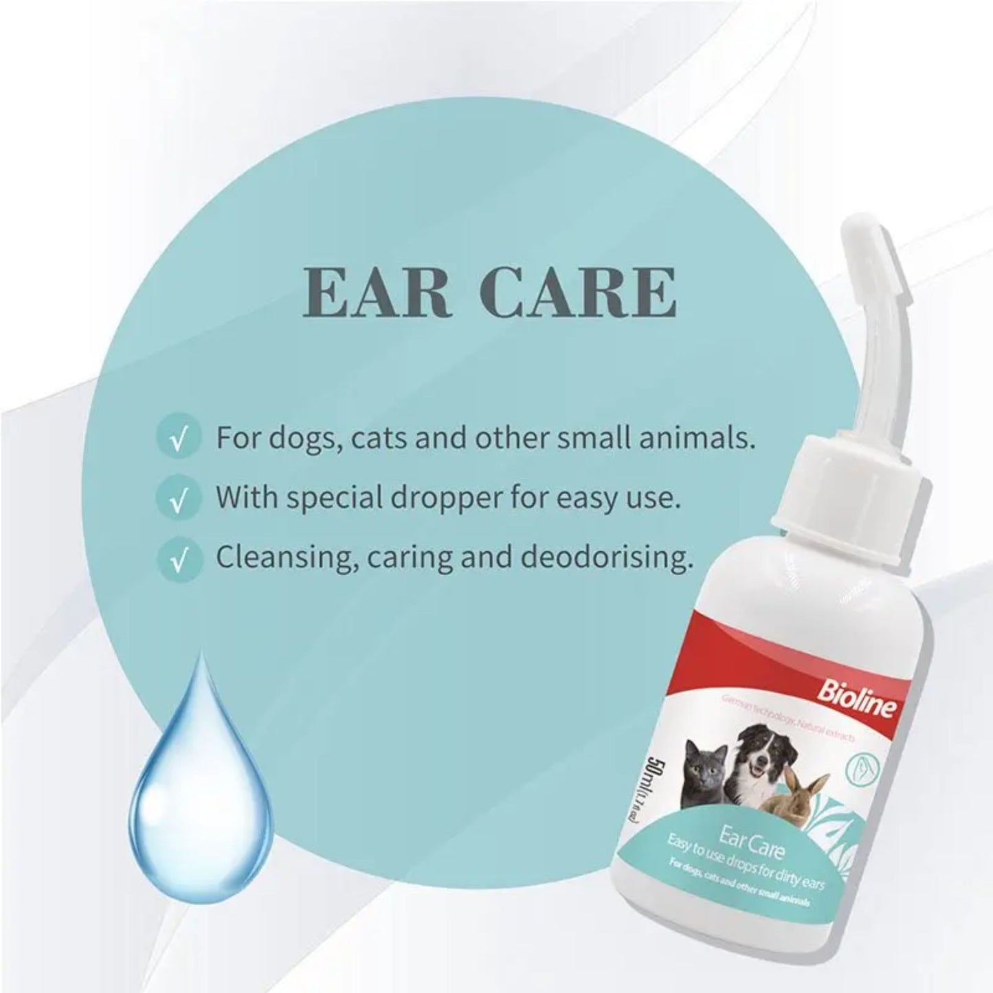 Bioline Gentle Ear Care Cleaning Solution For Pets - 50ml
