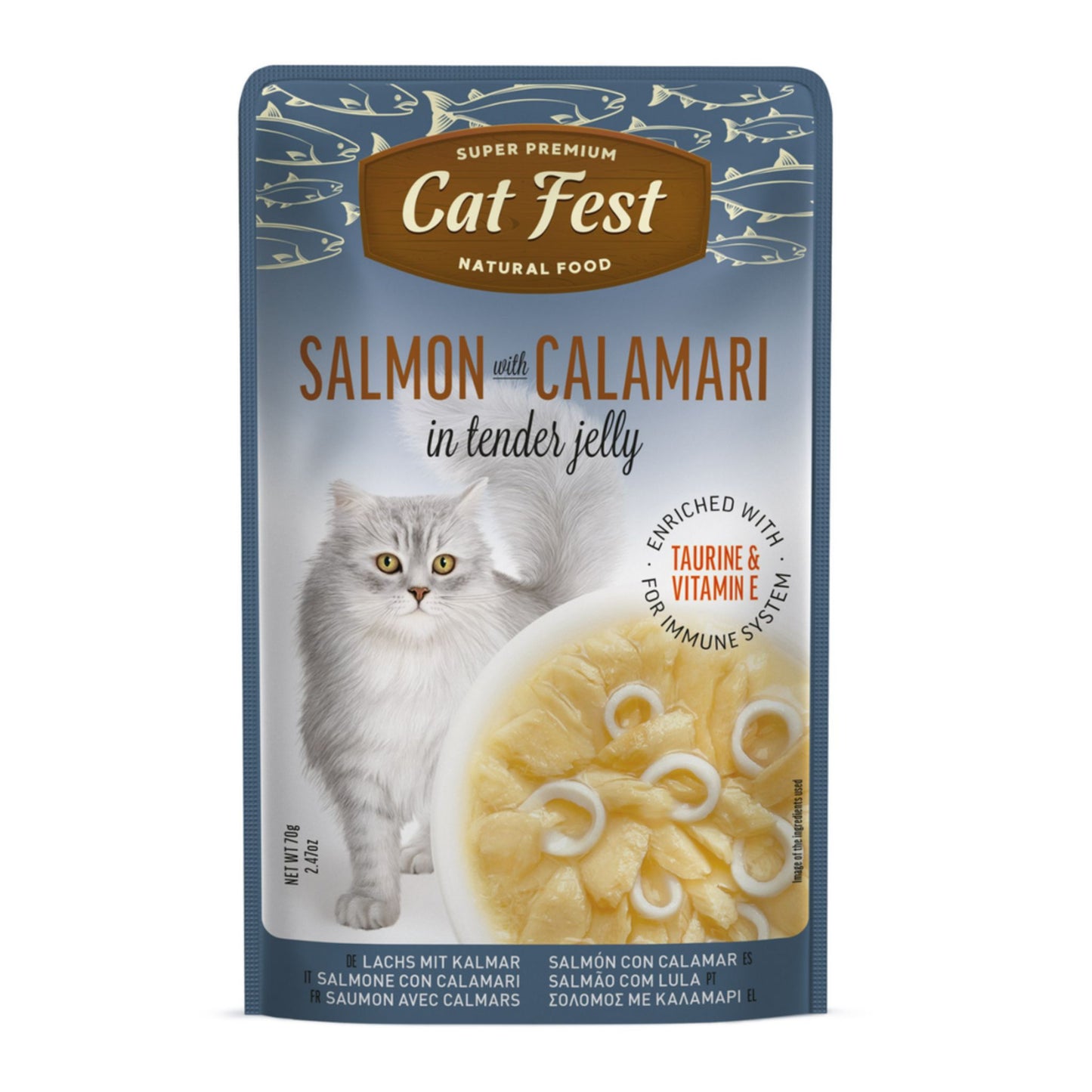 Cat Fest Salmon With Calamari In Tender Jelly For Cats
