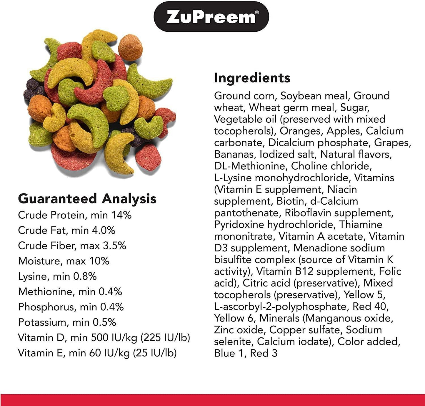 ZuPreem Fruitblend Flavor Large Parrot Food