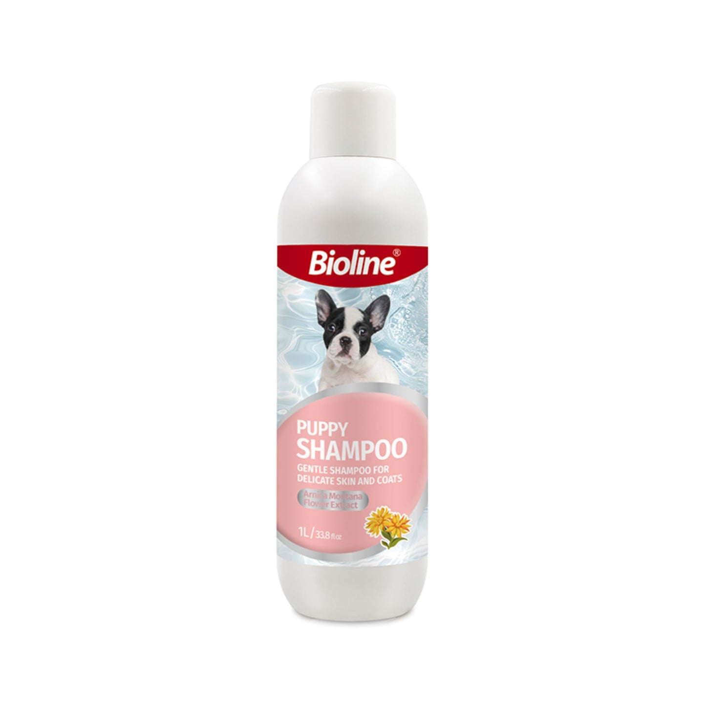 Bioline Puppy Shampoo bottle on a white background