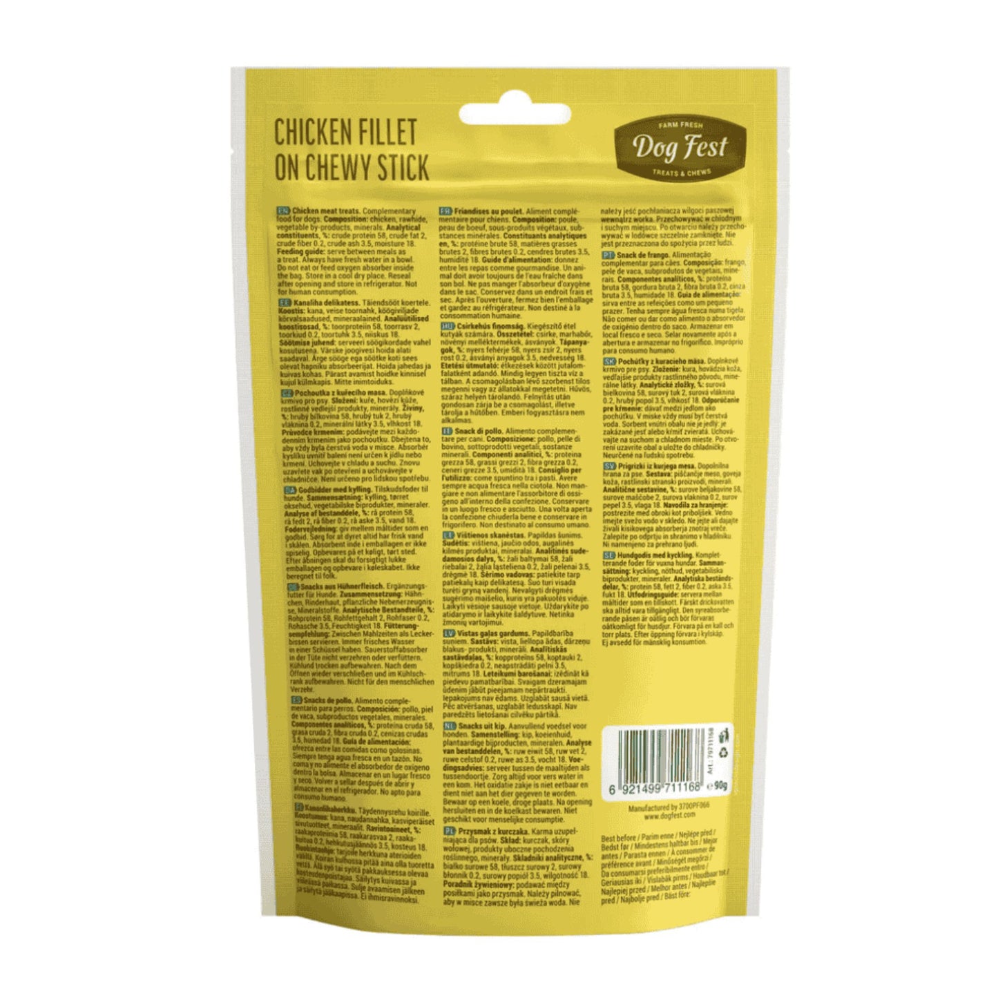 Dog Fest Chicken Fillet On A Chewy Stick For Adult Dog - 90g