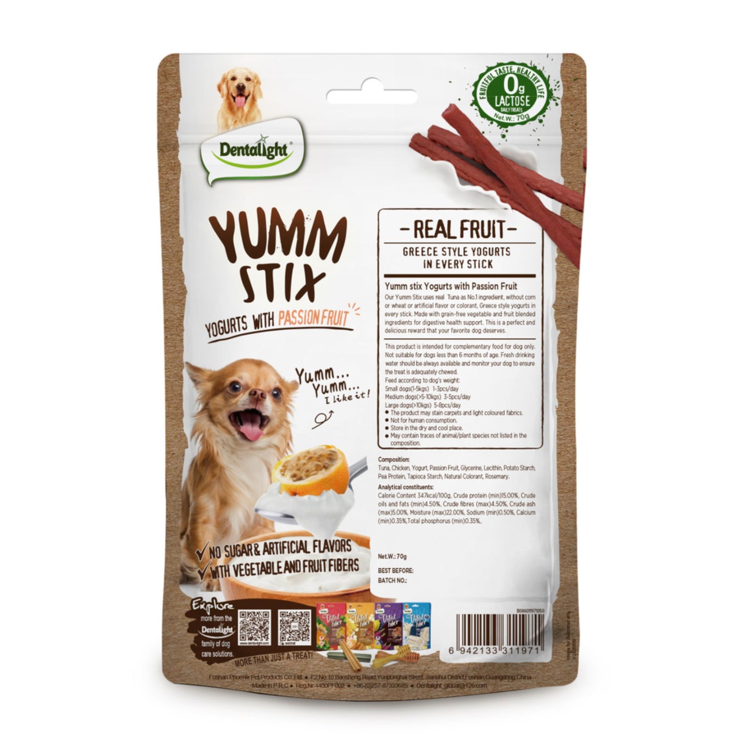 Package of Yumm Stix dog treats with a dog on the label