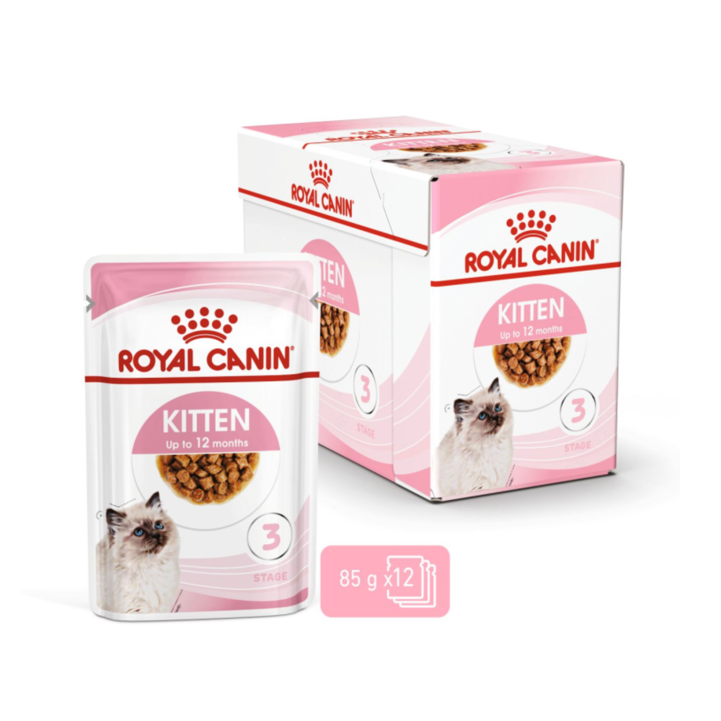 Royal Canin Kitten food packaging on a white background