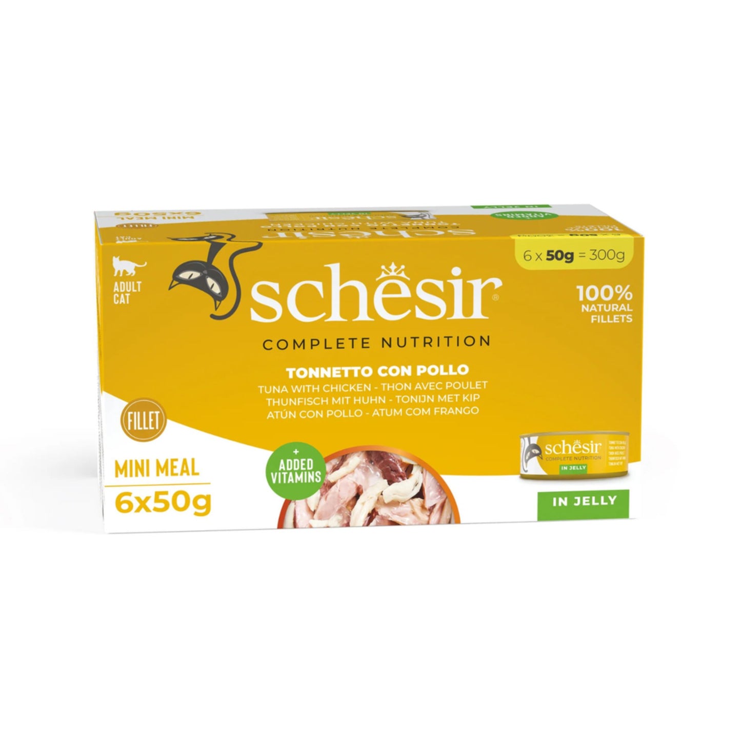 Schesir Wet Cat Food In Jelly Can Multi Pack Tuna With Chicken - 6X50g