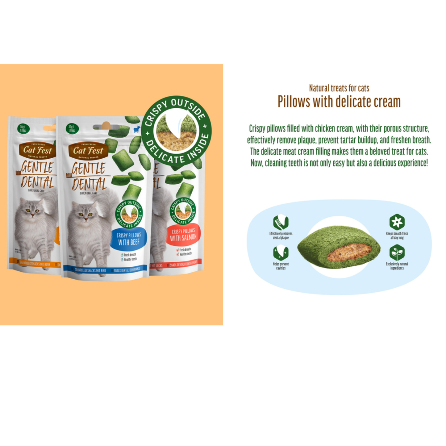 Cat Fest Dental Cat Treats Crispy Pillows Chicken - 30g