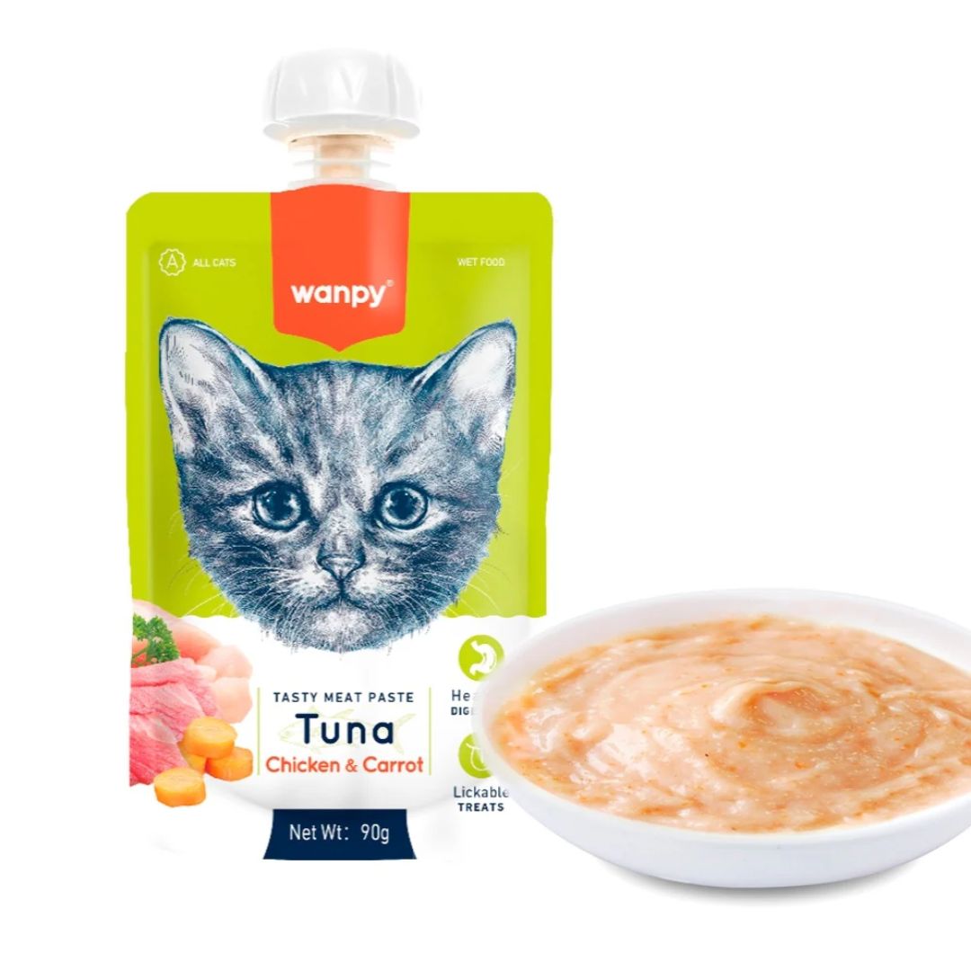 Wanpy Tuna Chicken & Carrot Paste For Cat Creamy Blend - 90g